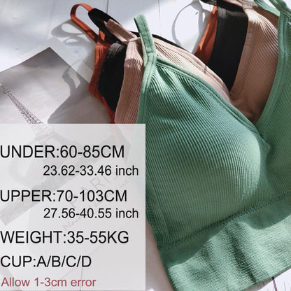 Frauen Tank Top Bralette Baumwolle Unterwäsche nahtlose Rohr Crop Top weiblich rückenfrei Dessous feste Farbe Camisole abnehmbar gepolstert